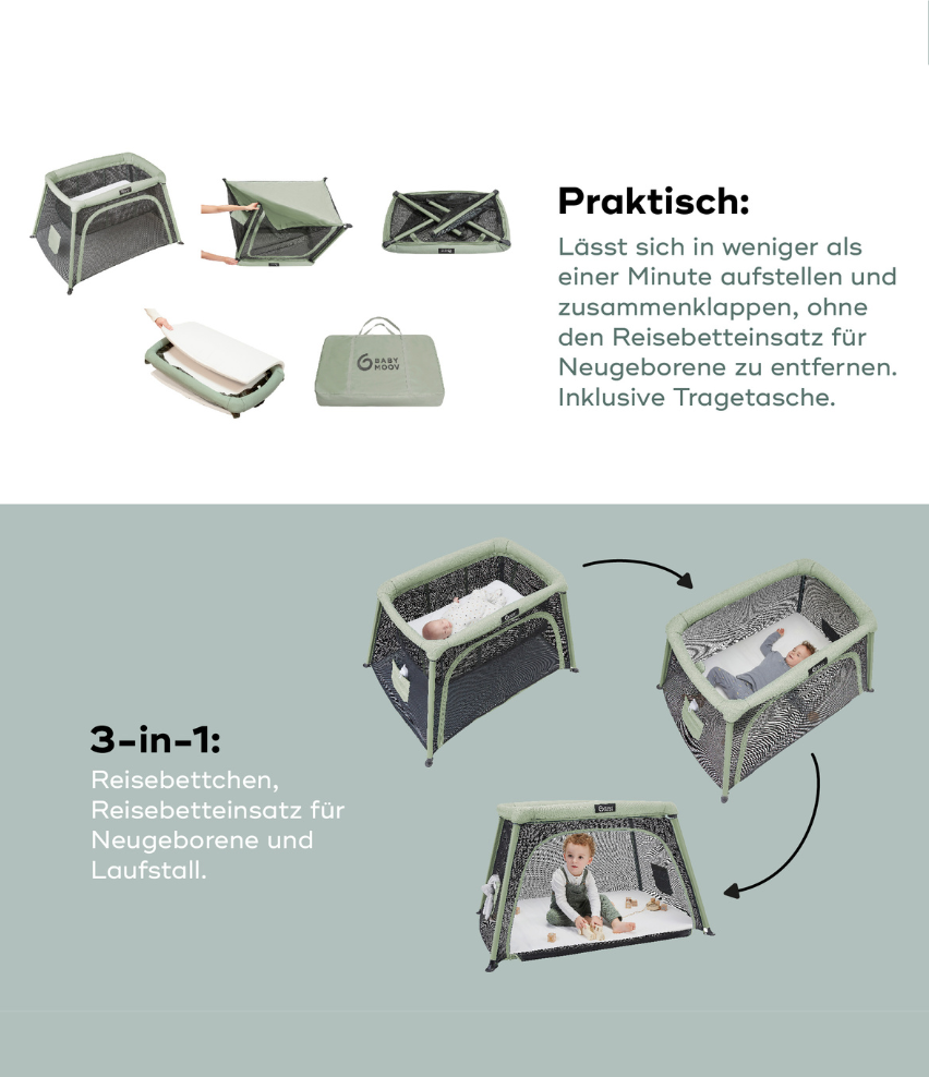 Łóżeczko turystyczne 3 w 1 Moov & Comfy