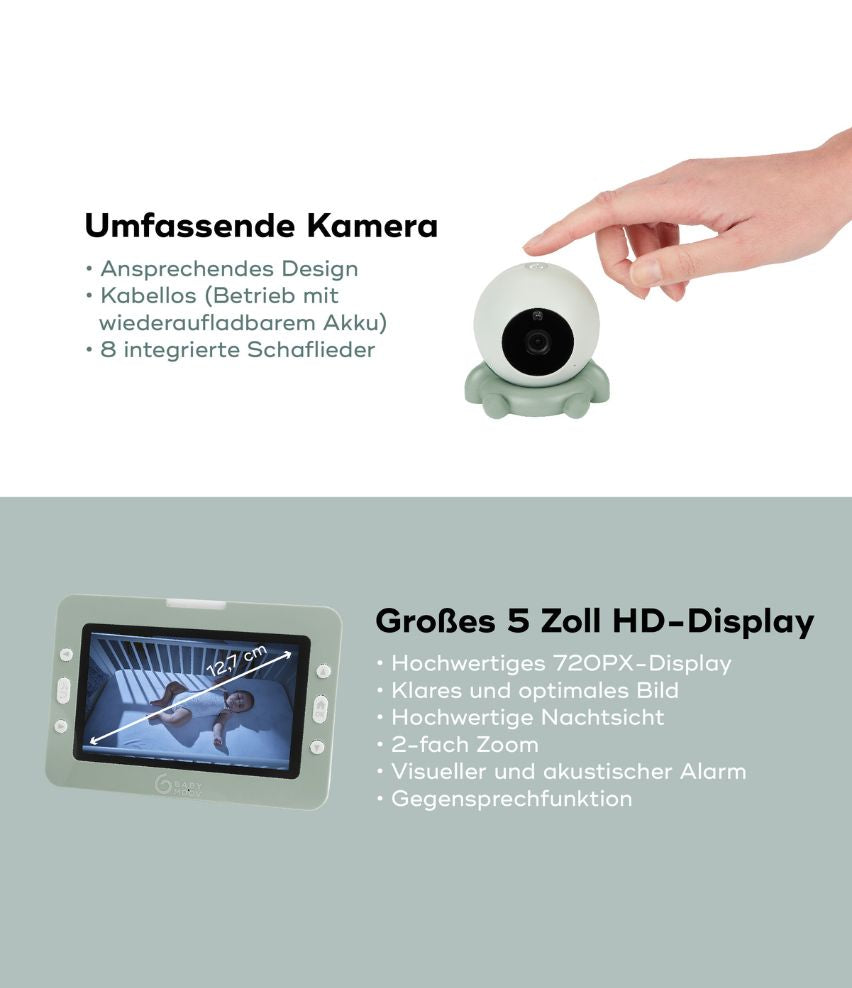 Babyphone mit Kamera YOO Go+ HD 5 Zoll Bildschirm